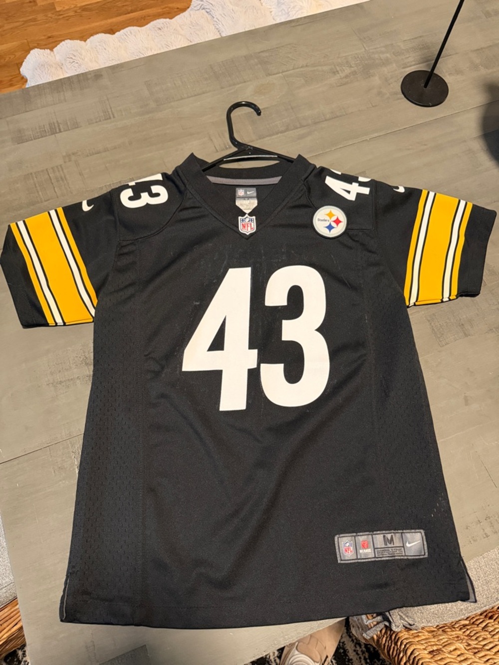 Nike Black and Yellow #43 Steelers Football Jersey